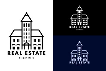 Fototapeta premium minimal apartment old type, vector, logo for hotel, italy, russia, paris, british, property firm, house for sale, tourism, real estate, flat, landlord, skyscraper, skyline, builders, and more