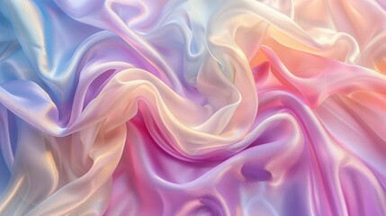 Fototapeta premium Silk fabric glows in dreamy pastels, shifting hues under soft lighting for a magical effect