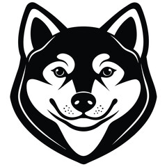 Black and White Wolf Head Silhouette Illustration