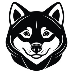 Black and White Wolf Head Silhouette Illustration
