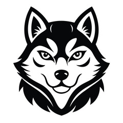 Black and White Wolf Head Silhouette Illustration