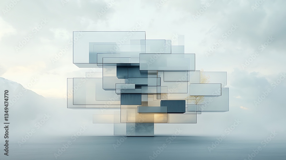 Poster Abstract architectural structure in muted colors