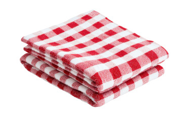 Stack of Red and White Checkered Napkins, cut out transparent