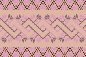Embroidery Cross Stitch.Texture Textile Fabric Clothing Knitwear print. Native Ethnic pattern.Vector seamless pixel art.Abstract,vector,illustration. Texture,clothing,frame,motifs,silk wallpaper.