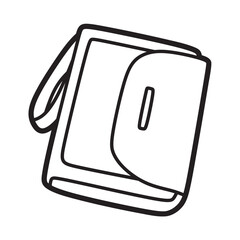 mini hand wallet, black and white vector