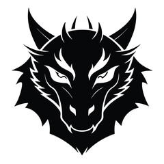 Black and White Wolf Head Silhouette Illustration