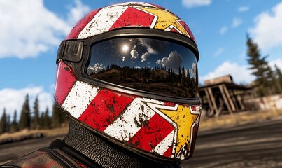 Fototapeta premium Close-up of a motorcycle helmet