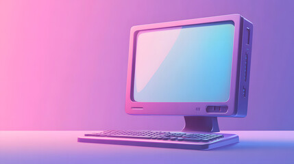 Colorful 3D Computer with Keyboard Icon for Professional Use