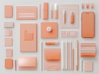 Pastel Orange Minimalist Stationery Mockup Flatlay