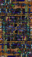 Abstract painting on craft wood paper with brushstrokes of different colors. Illustration for background