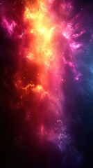 Obraz premium Vibrant nebula swirls in cosmic hues. Red, pink, orange, and blue gases intermingle