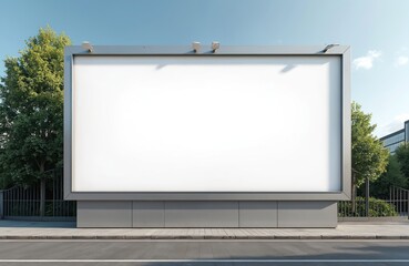 Blank billboard mockup on urban street facade for advertising, branding or marketing campaign. Empty advertising banner board ready for your logotype, poster design, retail advertisement.