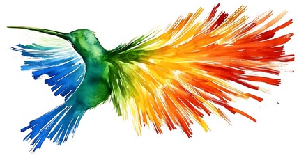 Fototapeta premium Colorful Abstract Hummingbird in Flight