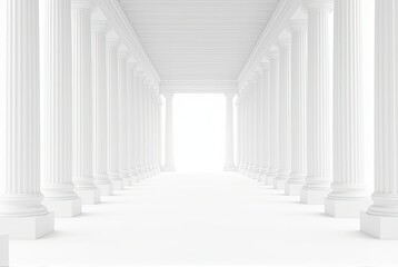 White Classical Columns Leading to Light
