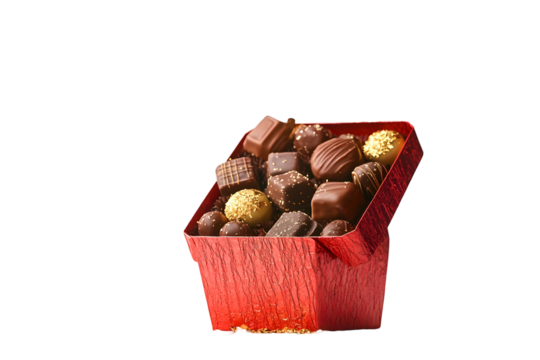 Assorted chocolates in a festive heart shaped box