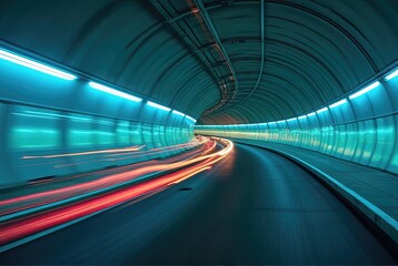 Speed and Light Trails in a Modern Tunnel