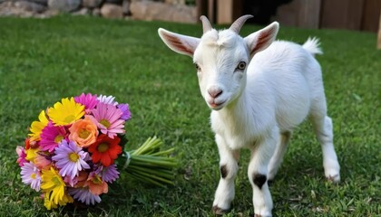 Obraz premium goat on the meadow