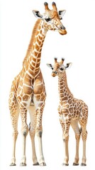 Obraz premium Giraffes standing gracefully in a serene environment under clear skies