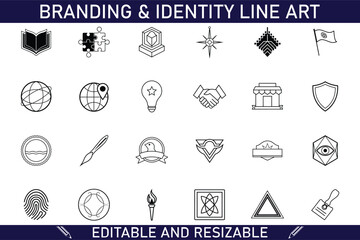 Branding Identity Line Art Icons Editable and Resizable Vector Graphics