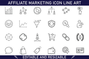 Affiliate Marketing Icon Line Art Editable and Resizable Graphics