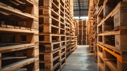 wood pallet, wooden pallet icon set, shipping pallet for warehouse storage concept