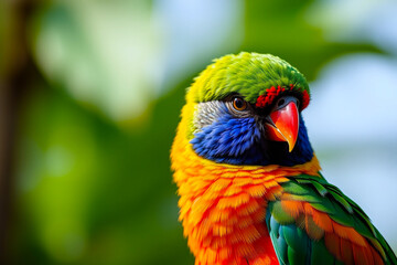 Vibrant Quetzal Plumage Displayed on a Tree Branch, Showcasing Its Bright Colors and Exotic Beauty in a Natural Forest Setting