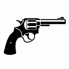Simple Revolver Gun silhouette Icon Vector Design.