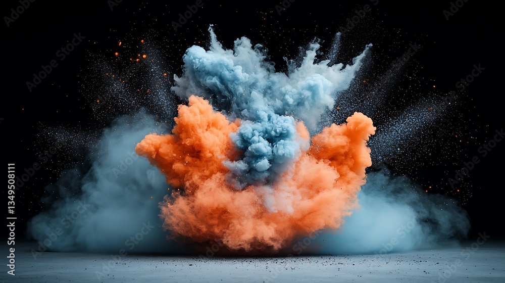 Poster exploding colorful powder clouds