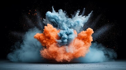 Exploding colorful powder clouds