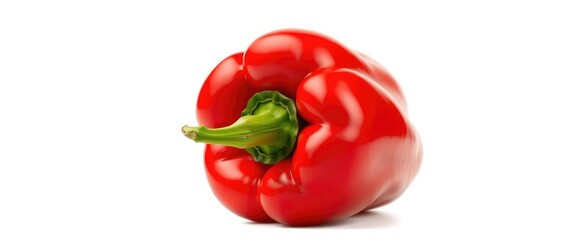 Vibrant red bell pepper, glossy skin, isolated, paprika, juicy