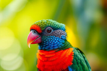 Vibrant Quetzal Plumage Displayed on a Tree Branch, Showcasing Its Bright Colors and Exotic Beauty in a Natural Forest Setting