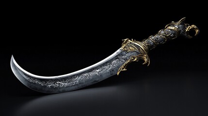 Obraz premium 3D Render Fantasy Steel Sword Isolated on White Background