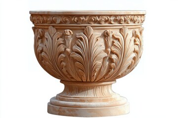 Beige stone pedestal with carved details showcasing classic architectural design and elegance