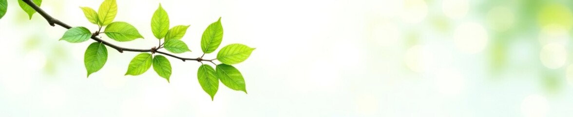 Obraz premium Dark Green Branch with leaves against white background, branch, branches