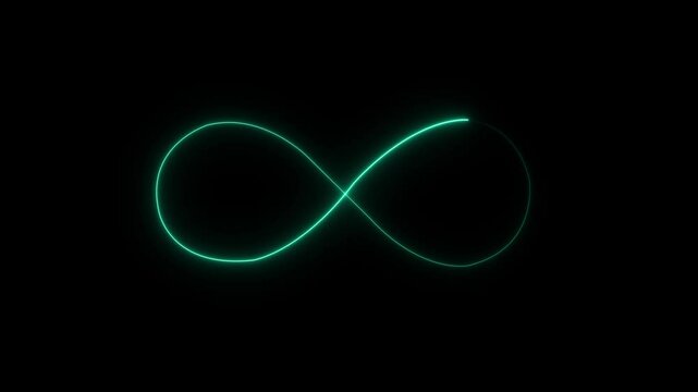 neon glowing sign of infinity symbol or logo icon. Animation of seamless loop Neon glowing color light isolated on black background. Eternity concept. Mathematical symbol.