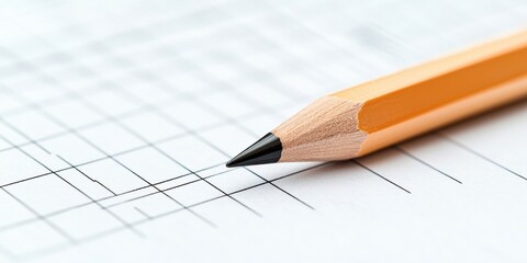 Sharp pencil on blank architectural blueprint with sketched lines symbolizing creativity in design and planning