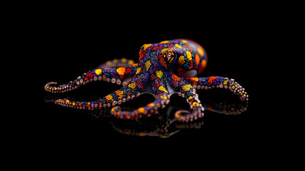 Obraz premium Colorful Octopus On Black Background