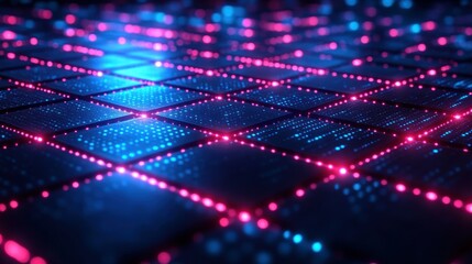 Futuristic network grid with glowing points