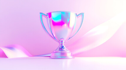 A pastel, iridescent, holographic trophy icon