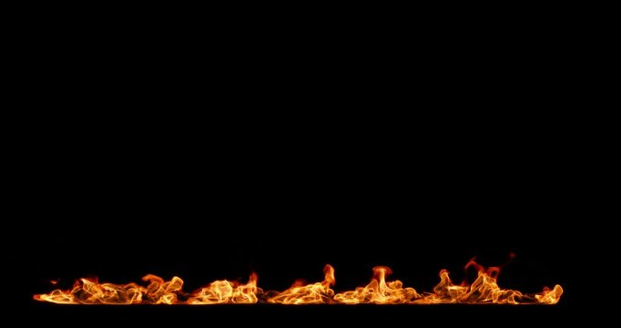 Warmth flames fire burning motion effect on black backgrounds rendering