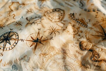 Old Map With Candles And Decorative Elements