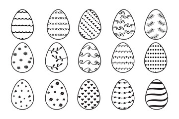 Easter Egg Icon Black | Painted Eggs Illustration | Happy Easter Hunt Symbol | Holiday Logo | April Spring Sign | Isolated | Variations