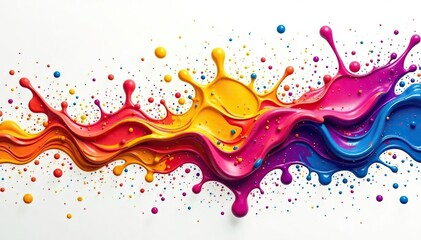 Abstract colorful paint splash on white backdrop , ink, graphic