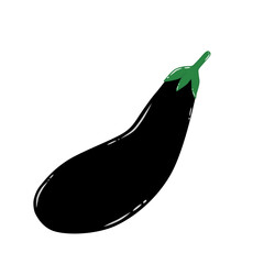 Simple eggplant doodle illustration inspired by cooking ingredients with black colors that can be use for social media, wallpaper, sticker, banner, t-shirt, etc.