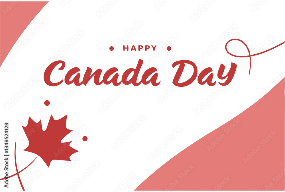 Fototapete happy canada day design with elegant script and red maple leaf