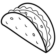Stylized Taco Line Drawing in Vector Format