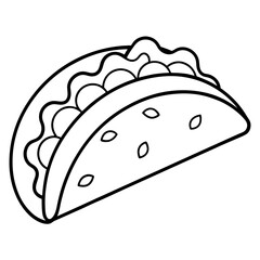 Stylized Taco Line Drawing in Vector Format