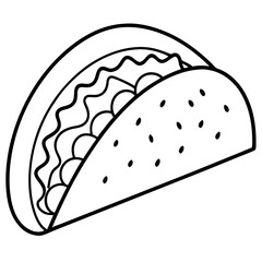 Stylized Taco Line Drawing in Vector Format