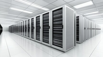 Modern data center with high-performance servers and security