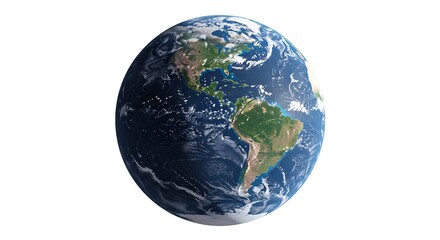 Fototapeta premium Detailed Earth globe rendered with realistic light and shadow showing continents and oceans.. AI Generated